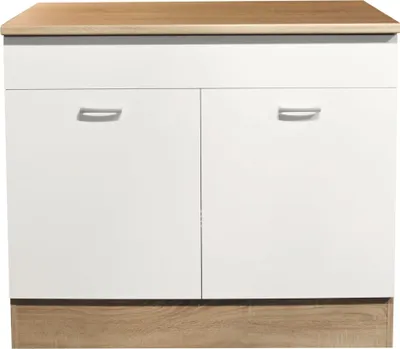Produktbild von Spülenunterschrank >Ailina< in Sonoma-Eiche / weiß - 100x90x60 (BxHxT)