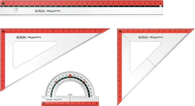 Produktbild von Geometrie-Set my.pen 4-teilig transparent/farbig sortiert Packung mit 6 Stück