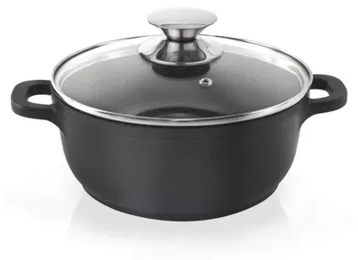 Zdjęcie produktu dla Garnek aluminiowy z powłoką nieprzywierającą i szklanym pokrywką