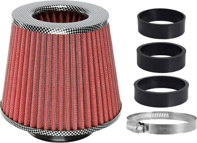 Produktbild von Stoßlufteinlassfilter 155x130x120mm, Rot/Carbon, Adapter: 60, 63, 70mm
