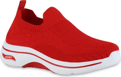 Produktbild von VAN HILL Damen Slip Ons Sportschuhe Sportliche Strick Profil-Sohle Schuhe 841625, Farbe: Rot, Größe: 39