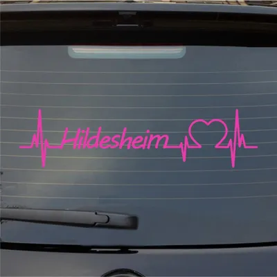 Produktbild von Heckscheibenaufkleber Hildesheim Herzschlag Puls Stadt Liebe 55x13 cm Pink Auto Aufkleber Sticker