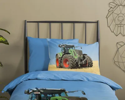 Produktbild von Soma Renforcé Pastell Bettwäsche-Set 2 teilig Bettbezug 2tlg 135x200cm Kopfkissenbezug 80x80cm (Trecker Traktor Farmer)