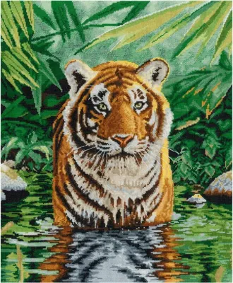 Produktbild von DMC Kreuzstich Set "Tigerpool", Zählmuster, 36x43cm