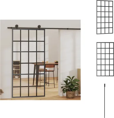 Zdjęcie produktu dla vidaXL Drzwi przesuwne ESG szkło i aluminium 102x205 cm czarne - Drzwi
