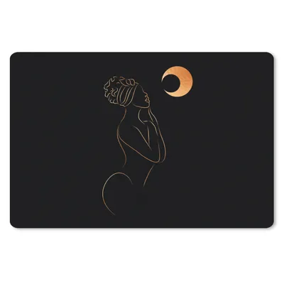 Produktbild von MuchoWow® Schreibtischunterlage Frau - Mond - Gold - Strichzeichnung 60x40 cm - XXL Mauspad - Großes Mauspad