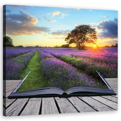 Produktbild von Leinwandbild landschaften - violett 60x60 cm Feeby lila wandbild bereit zum aufhängen