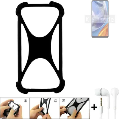 Produktbild von K-S-Trade Handy-Hülle + headphones kompatibel mit Motorola Moto E32s Schutz-Hülle Bumper Silikon Cover Case Silikoncase Silikonbumper TPU Softcase