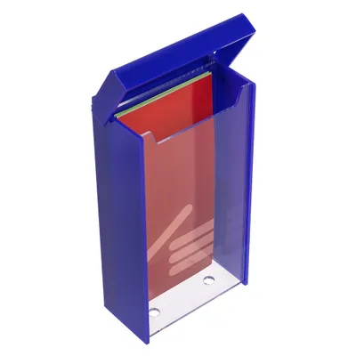 Produktbild von Blaue Prospektbox DIN Lang wetterfest, für Außen, mit Deckel, aus glasklarem Acrylglas / Prospekthalter / Flyerhalter / Flyerbox / transparent - Zeigis®