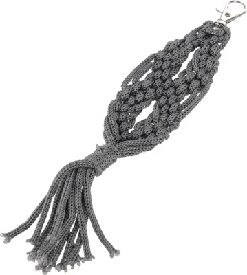 Produktbild von Makramee Schlüsselanhänger, Boho Taschenanhänger - Grau, Polyester,Chemiefaser, 18*4 cm, Schlüsselanhänger