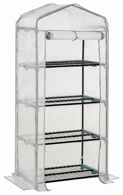 Obrázok produktu pre Mini skleník s 4 policami – fóliový skleník pre rastliny | Farba: biela | Rozmery: 70x50x160 cm
