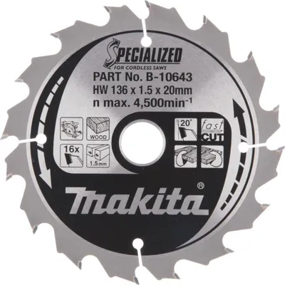 Produktbild von Makita B-10643 Spezial Sägeblatt 136x20 mm 16 Zähne