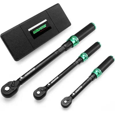 Produktbild von 3-teiliger Drehmomentschlüsselsatz 1/4", 3/8", 1/2" 5-25Nm, 10-60Nm, 20-220Nm für Fahrrad, Motorrad, Auto