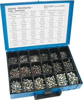 Image de Assortiment de fixation DRESSELHAUS "Deux roues" 750 pcs. en boîte métallique