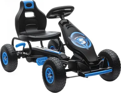 Immagine prodotto di Gokart per bambini Fortuna Lai, con pedali, sedile regolabile, per interni ed esterni, dai 5 anni in su, blu+nero, 121 x 58 x 61 cm