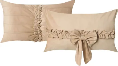 Obrázek produktu pro BELIANI Sada 2 dekorativních polštářů béžový samet 50 x 30 cm vánoční motiv s mašlí doplňky do domácnosti