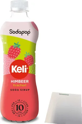 Produktbild von Sodapop Keli Sirup Himbeer für Wassersprudler (500ml Flasche) + usy Block