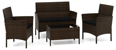 Immagine prodotto di Set di mobili da esterno in rattan composto da 4 pezzi con cuscini