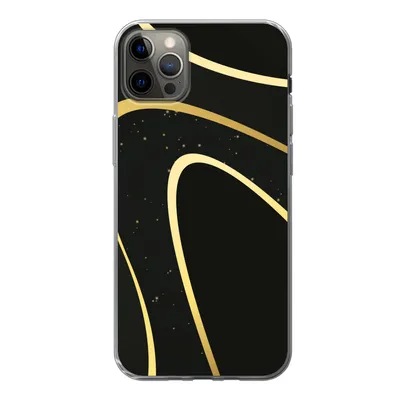 Produktbild von MuchoWow® Handyhülle Schutzhülle Hülle für iPhone 13 Pro Max Goldene Wellen auf schwarzem Hintergrund Silikon Softcase Handy Hülle - Mobiltelefon