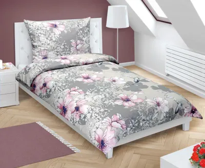 Produktbild von Baumwollleinen mit Hoteltasche - Grau - 140x200, 70x90