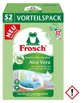 Produktbild von Frosch Sensitiv Waschpulver Aloe Vera milde Formel Packung 3,432 kg