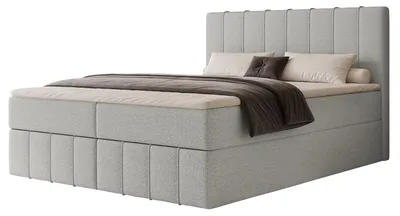 Produktbild von Boxspringbett NOVA 180x200 Paneel-Optik Bettkasten Bonellmatratze Graublau