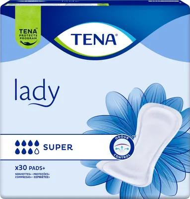 Zdjęcie produktu dla Tena Lady, Super Wkładki Pielęgnacyjne, anatomiczne, 30 sztuk