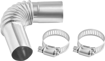 Image de VEVOR Tuyau d'échappement Raccord coudé (1 pièce) 25 mm Tuyau d'échappement Tuyau d'aération de gaz Acier inoxydable Capuchon de protection contre le vent Chauffage autonome Chauffage automobile Tuyau d'échappement avec 2 pinces pour 2 kW / 5 kW / 8 kW Chauffage diesel