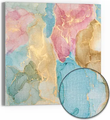 Produktbild von DEQORI Hybrid Leinwand Bild 50x50 cm 'Goldene Träume' Wandbild Glas flach modern