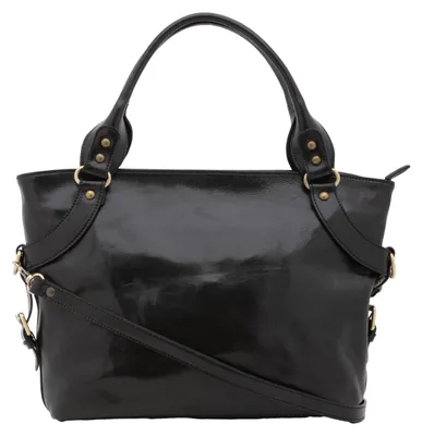 Immagine prodotto di Borsa da donna in vera pelle, realizzata in pelle pieno fiore, con tracolla removibile. Prodotta in Italia