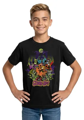 Produktbild von Spreadshirt Scooby-Doo Scooby Mit Shaggy Rogers Halloween Teenager T-Shirt, 152/164 (12-14 Jahre), Schwarz