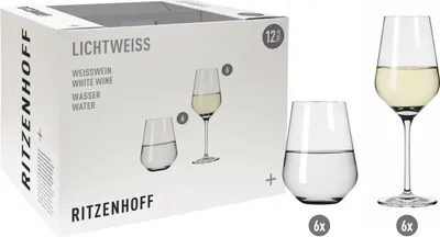 Produktbild von LICHTWEISS AURELIE WEIßWEIN- UND WASSERGLAS-SET #2 VON NADINE NIGGEMEIER
