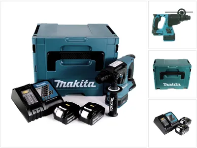 Immagine prodotto di Trapano a percussione a batteria Makita DHR 242 RFJ 18V 2.0J SDS-plus Brushless + 2x batteria ricaricabile 3.0Ah + caricabatterie + Makpac