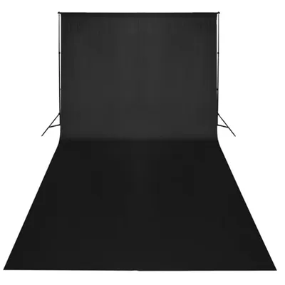 Image de vidaXL Kit studio photo avec fond noir 600×300 & lampes