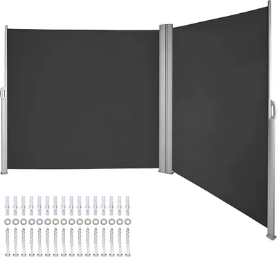 Immagine prodotto di Ombrellone da giardino Bolt Edge Deluxe – Pannello frangivento estensibile – Ombrellone da terrazza – Protezione dalla vista e dal sole – Nero – 180x600 cm
