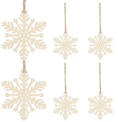 Productafbeelding van Kerstversiering | Kerstdecoratie voor binnen | Kersthanger | Sneeuwvlok | Hout | 6 Stuks | 7 cm