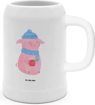 Produktbild von Mr. & Mrs. Panda Krug Schwein Glühwein - Weiß - Geschenk, Bierhumpen, Seidel, Punsch, Winter, Weihnachtsmarkt, Tonkrug, Humpen, Glühschwein, Steingutkrug