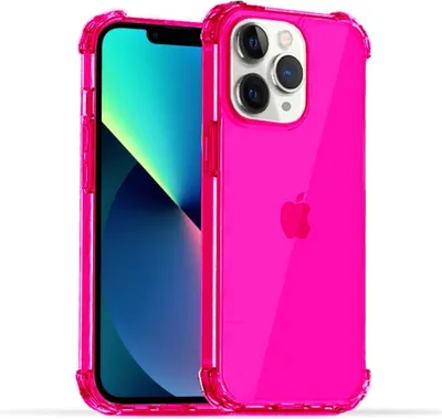 Produktbild von Smartphonica iPhone 11 Pro Max  transparente stoßfeste Silikonhülle mit Bumper - Neon Pink