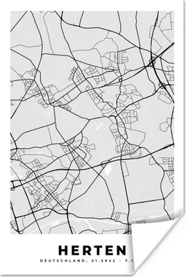 Produktbild von MuchoWow® Poster Karte - Stadtplan - Deutschland - Hirsch - Karte 40x60 cm - Plakate für die Wand - Poster Babyzimmer