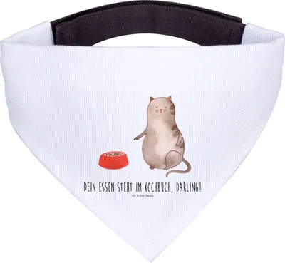 Produktbild von Mr. & Mrs. Panda Halstuch Katze Fressen - Weiß - Geschenk, Hundehalstuch, Hund, Für Hunde, Hunde-Bandana