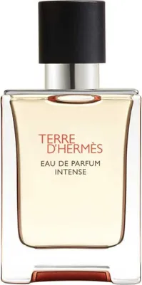 A front view of a bottle of Terre D'Hermès Eau de Parfum Intense.