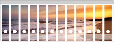 Produktbild von Wallario Ordnerrücken Sticker, selbstklebend für breite Ordner, 12 Stück, Motiv Sonnenuntergang am Strand - Abendspaziergang