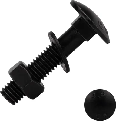 Produktbild von Schlossschrauben mit Mutter und Scheibe verzinkt schwarz M8 x 40 mm - pro 25 Stück