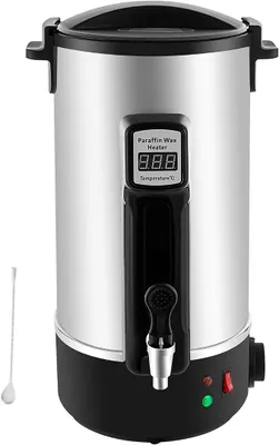 Productafbeelding van Waskoker voor kaarsen, 10,8 liter, elektrisch, roestvrij staal, 30–110°C, wassmelter met LED-digitale display en kraan, voor het zelf maken van kaarsen