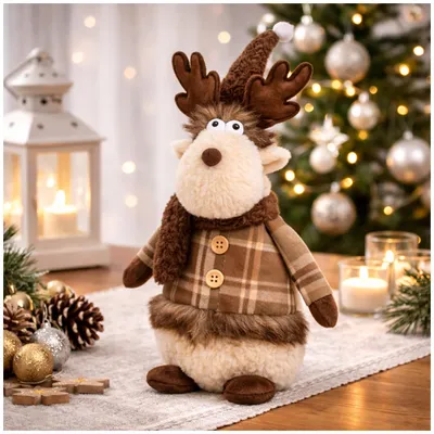 Produktbild von Dekorationsrentier Weihnachten 40 cm Stofffigur Weihnachtsdeko