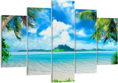 Produktbild von Bild auf Leinwand - Leinwandbild - Strand Urlaub Insel Palme - 150x100cm - Wand Bild - Wanddeko - Leinwanddruck - Bilder - Kunstdruck - Wanddekoration - Leinwand bilder - Wandkunst - EA150x100-2528