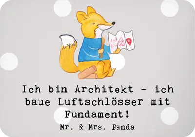 Produktbild von Mr. & Mrs. Panda magnet Architekt Luftschlösser - Grau Pastell - Geschenk, Architekturspruch, haftmagnet, zettelhalter, Geschenke für Berufstätige, personalisierte, Beruf