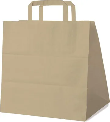 Immagine prodotto di Sacchetto di carta marrone 32+21 x 33 cm manico piatto - 250 pz