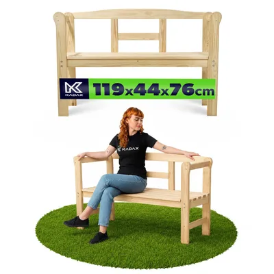 Obrázek produktu pro Dřevěná lavička KADAX s opěradlem 119 cm na terasu a zahradu
