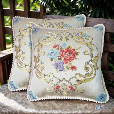 Produktbild von Ibenzoa® 2er-Set Kissenbezüge aus Jacquard, 48 x 48 cm – mit verdecktem Reißverschluss für Sofa & Bett